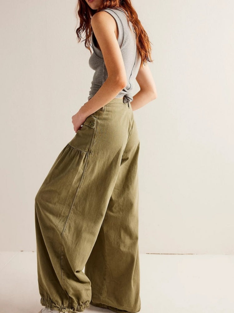 Adjustable Hem Draped Jeans