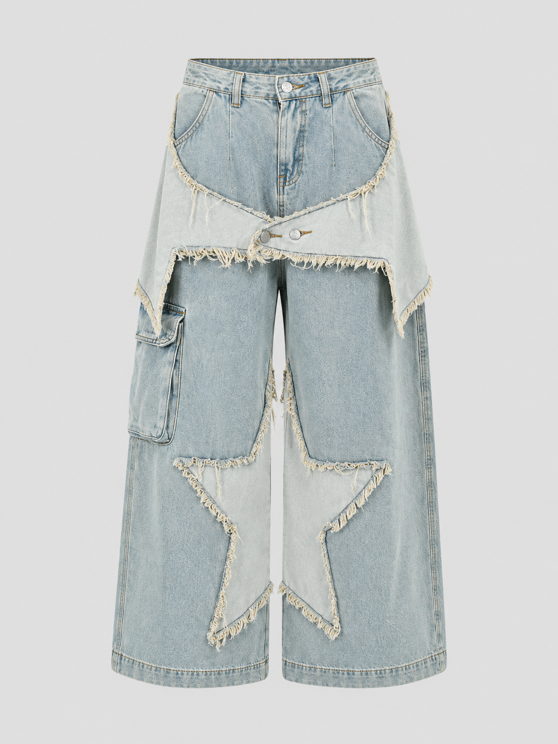 Star Patch Frayed Cargo Jeans